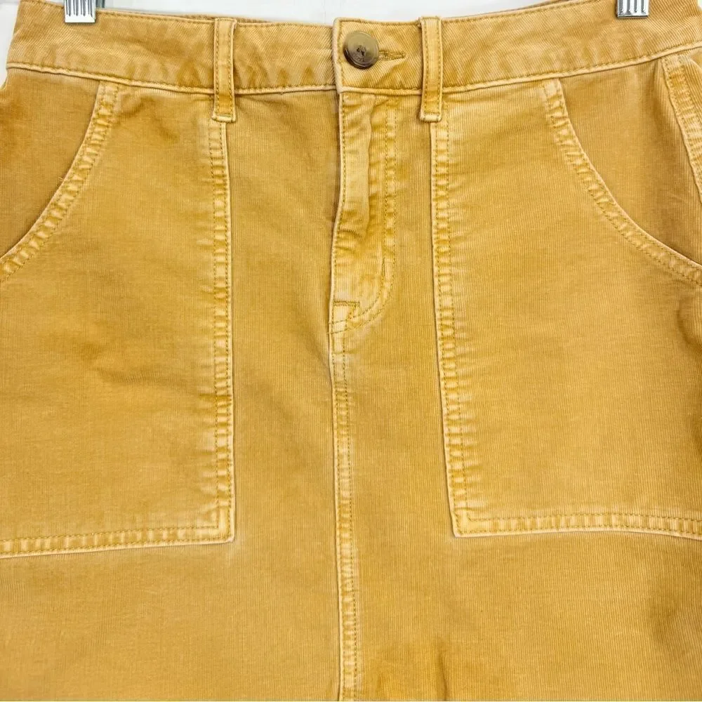 American Eagle Golden Tan Corduroy Patch Pocket Super Stretch Mini Skirt